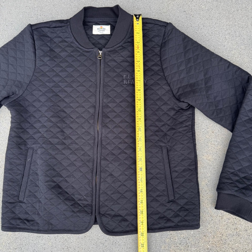 Marine Layer Elf Beauty Women Medium Quilted Bomber Jacket Black Zip Up - Picture 4 of 6